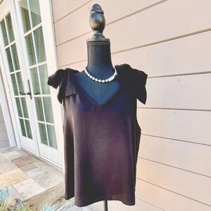 Riley & Rae Black V Neck Tank with Bow Tie Shoulders